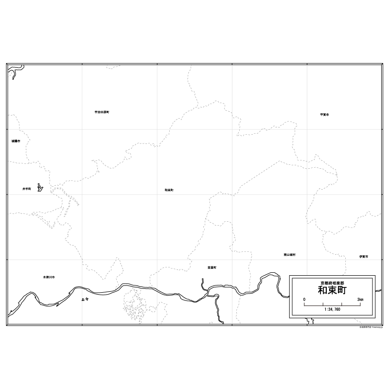和束町の白地図のサムネイル