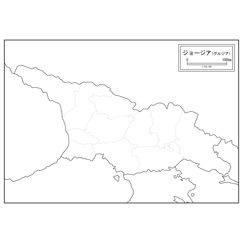 ジョージア（グルジア）の白地図のサムネイル