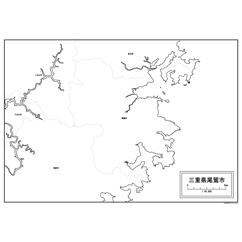 尾鷲市の白地図のサムネイル