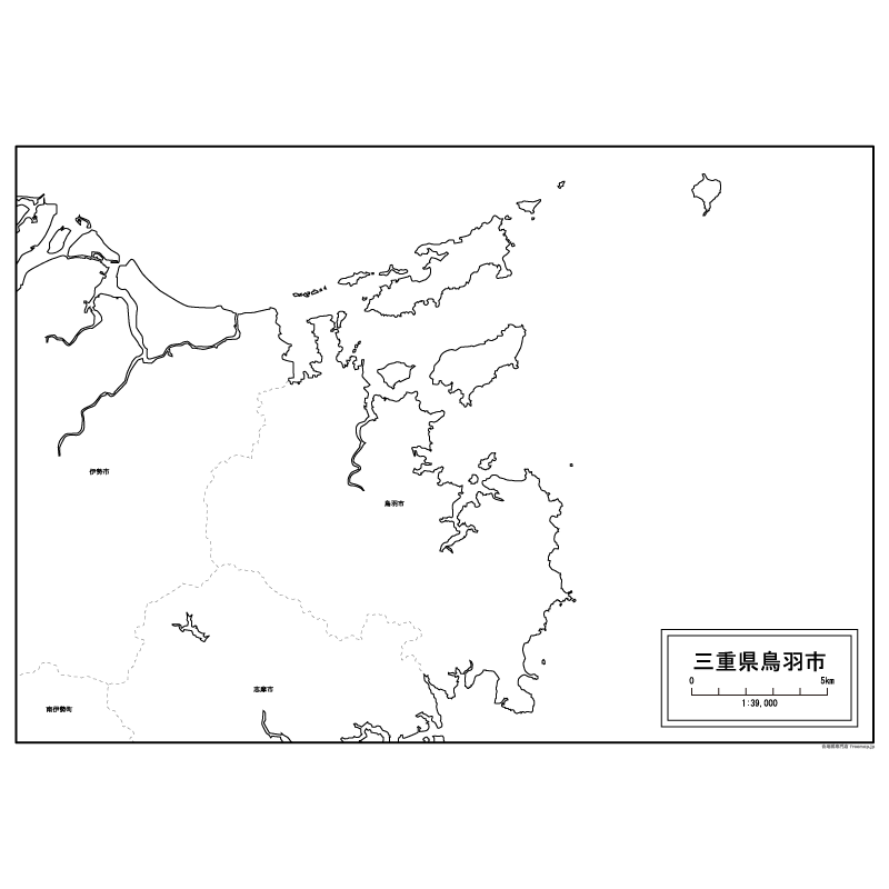 鳥羽市の白地図のサムネイル