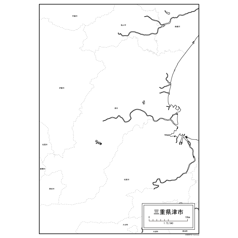 津市の白地図のサムネイル