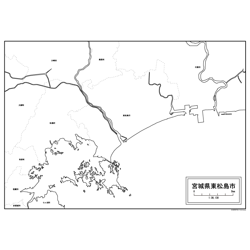 東松島市の白地図のサムネイル