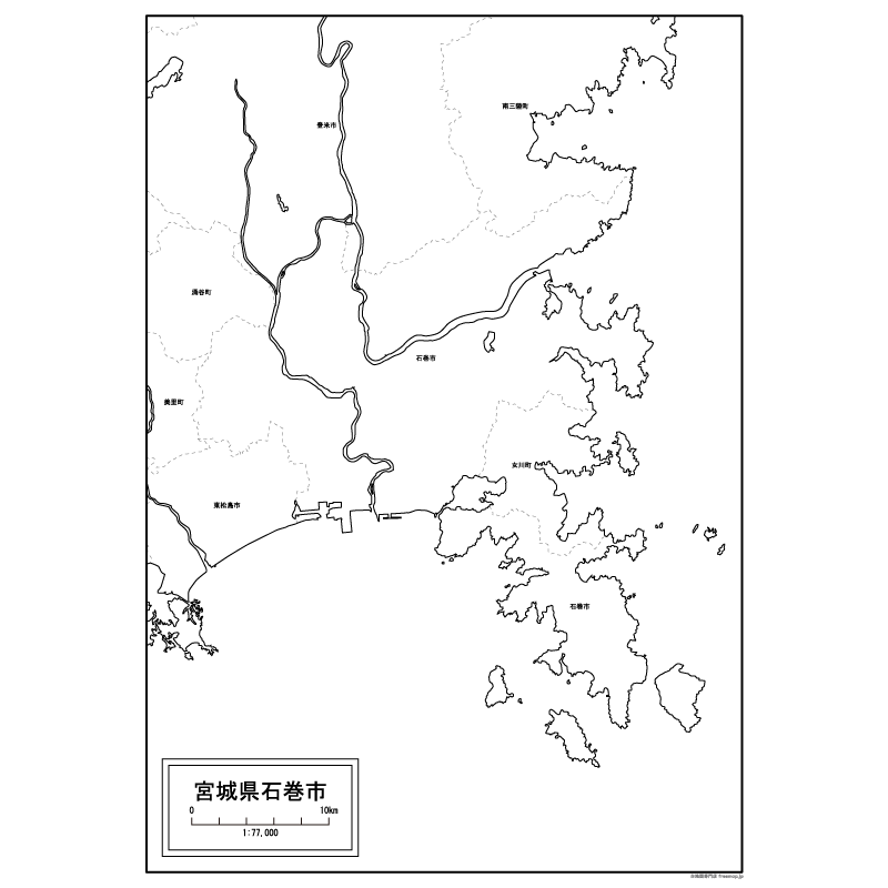 石巻市の白地図のサムネイル