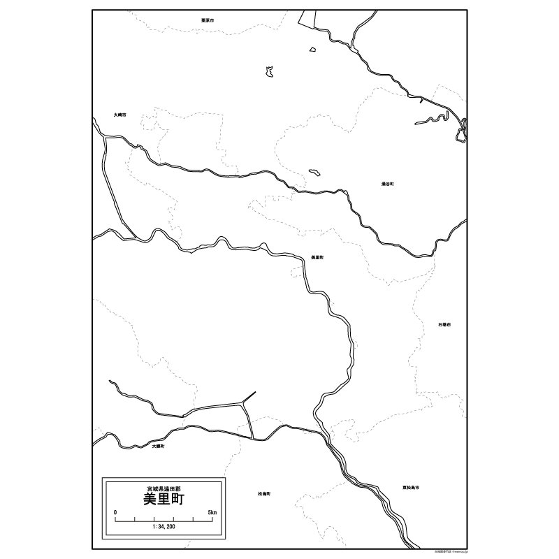美里町の白地図のサムネイル
