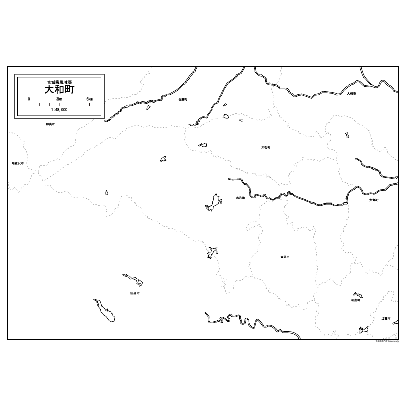 大和町の白地図のサムネイル