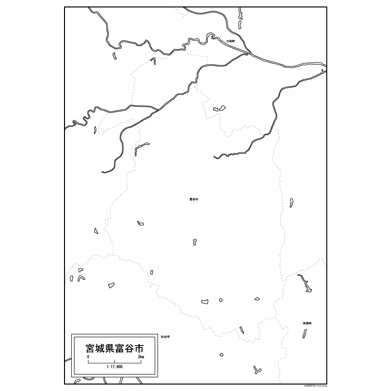 富谷市の白地図のサムネイル