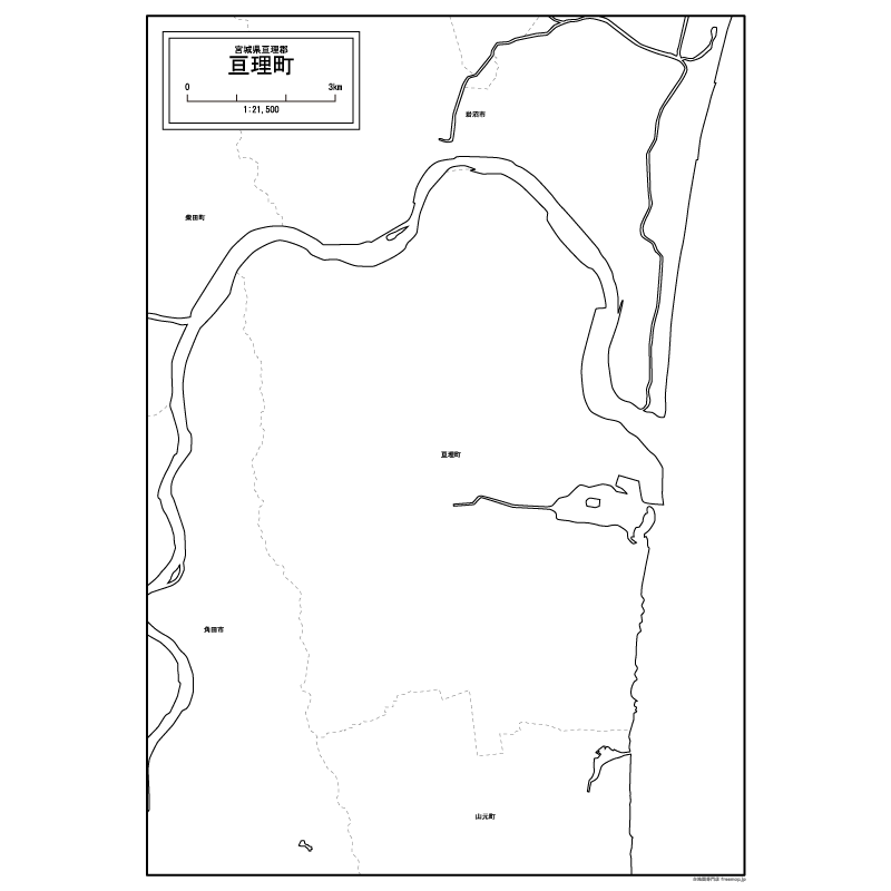 亘理町の白地図のサムネイル