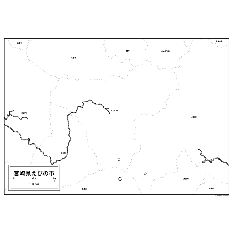 えびの市の白地図のサムネイル