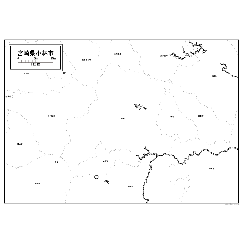 小林市の白地図のサムネイル