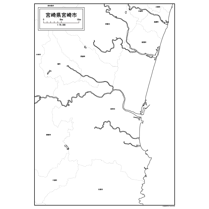 宮崎市の白地図のサムネイル