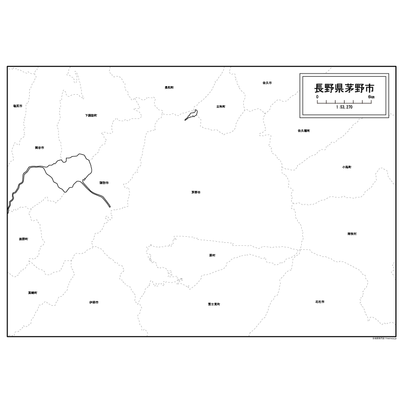 茅野市の白地図のサムネイル