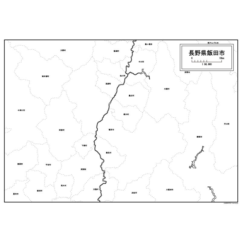 飯田市の白地図のサムネイル