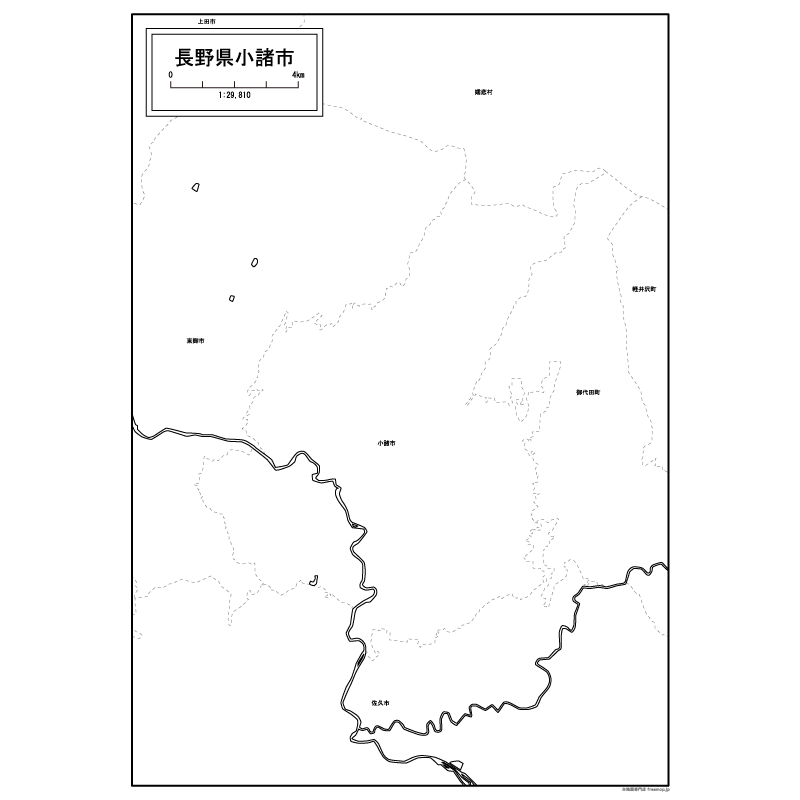 小諸市の白地図のサムネイル