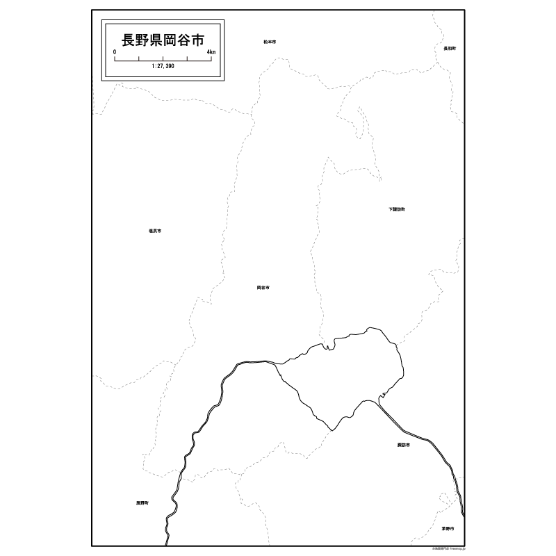 岡谷市の白地図のサムネイル