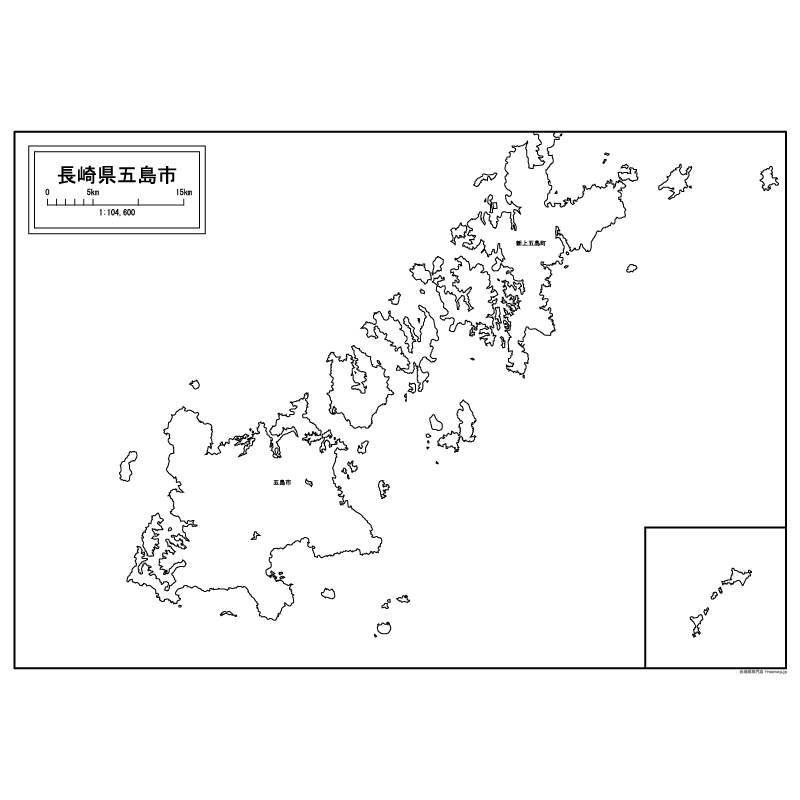 五島市の白地図のサムネイル