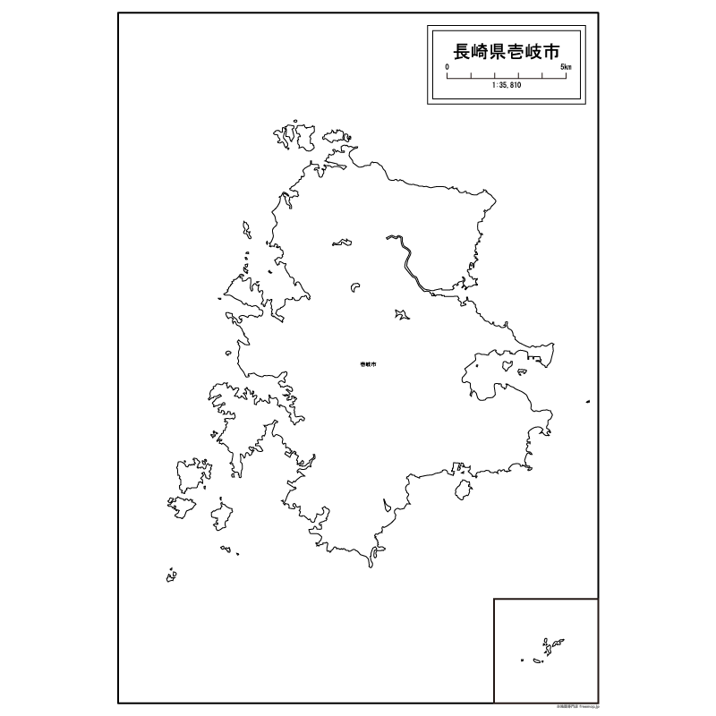 壱岐市の白地図のサムネイル