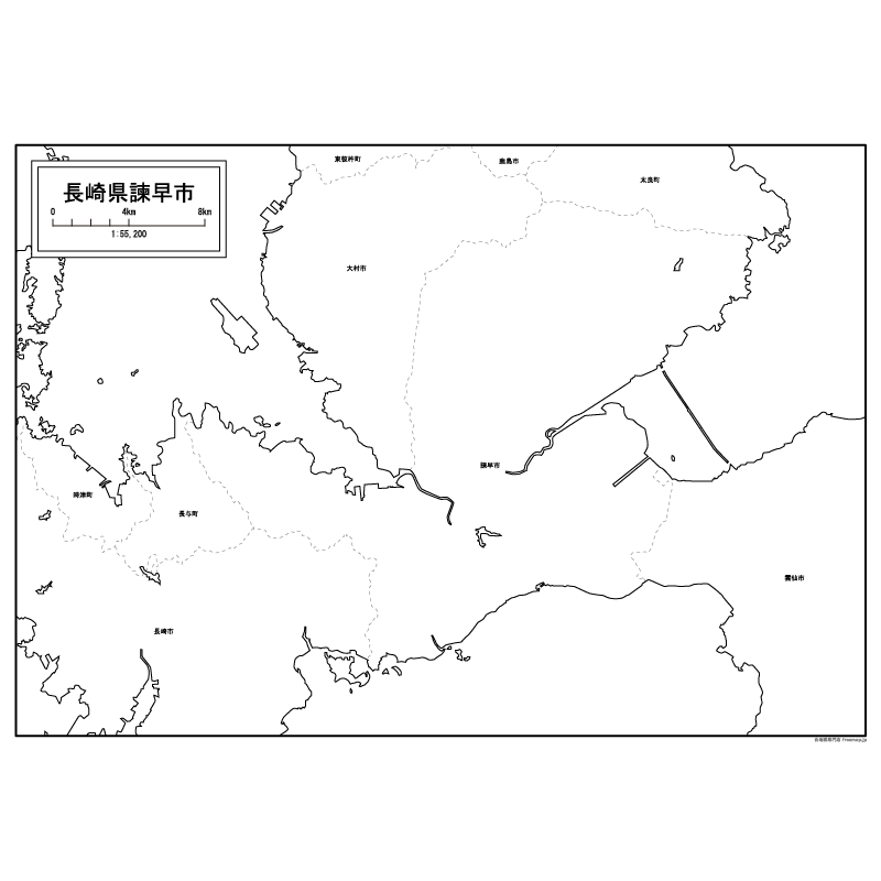 諫早市の白地図のサムネイル