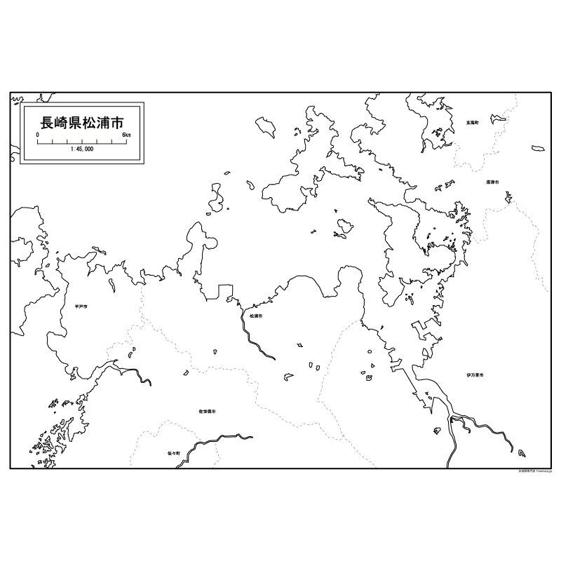 松浦市の白地図のサムネイル