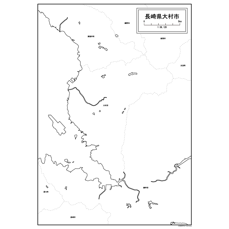 大村市の白地図のサムネイル