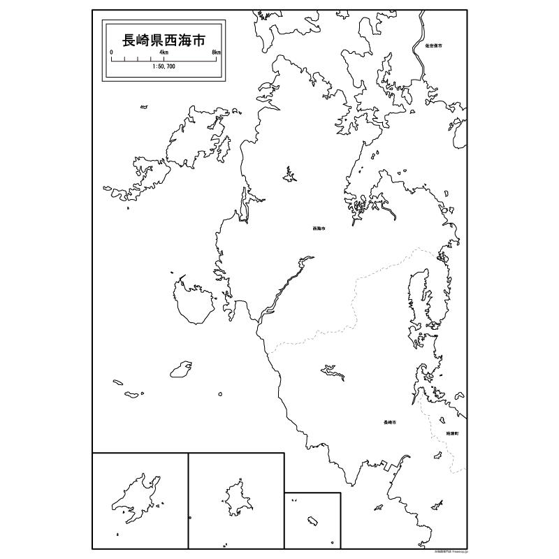 西海市の白地図のサムネイル