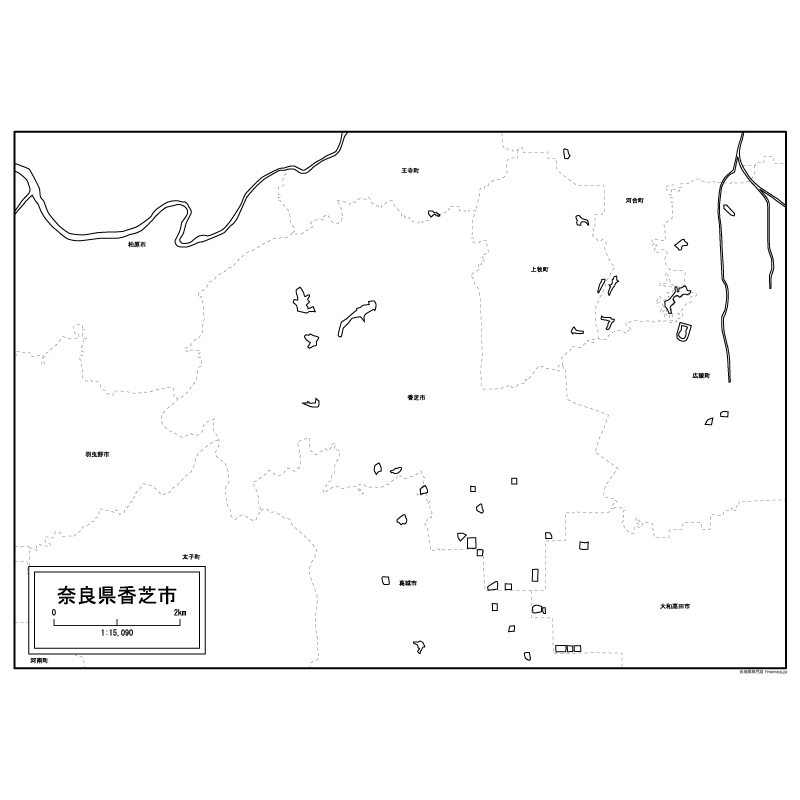 香芝市の白地図のサムネイル