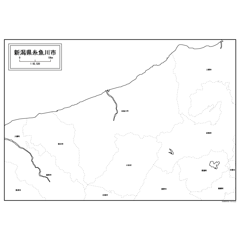 糸魚川市の白地図のサムネイル