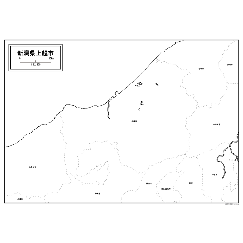 上越市の白地図のサムネイル