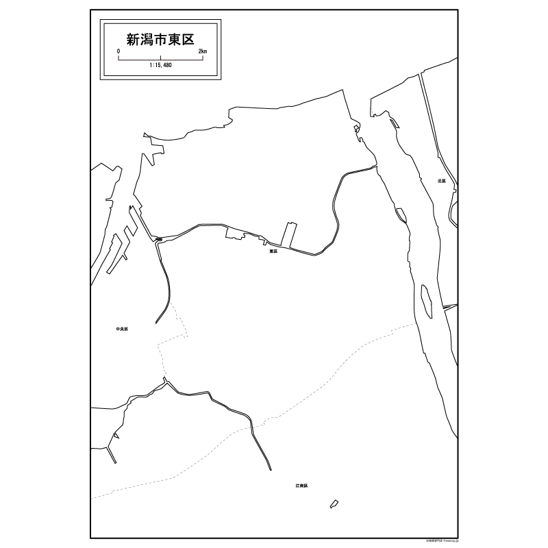 新潟市東区の白地図のサムネイル
