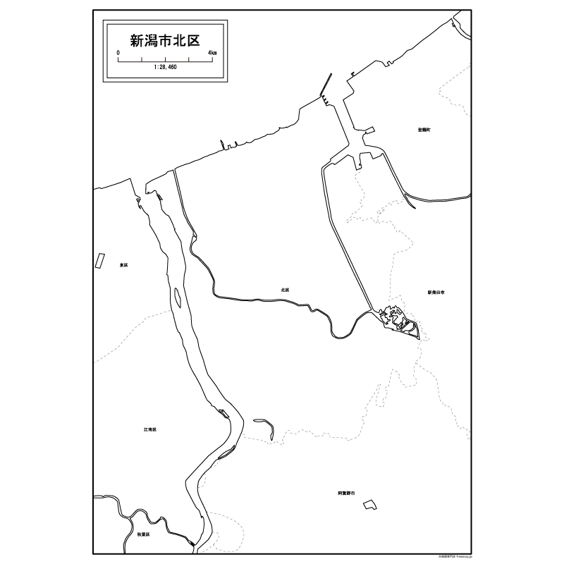 新潟市北区の白地図のサムネイル