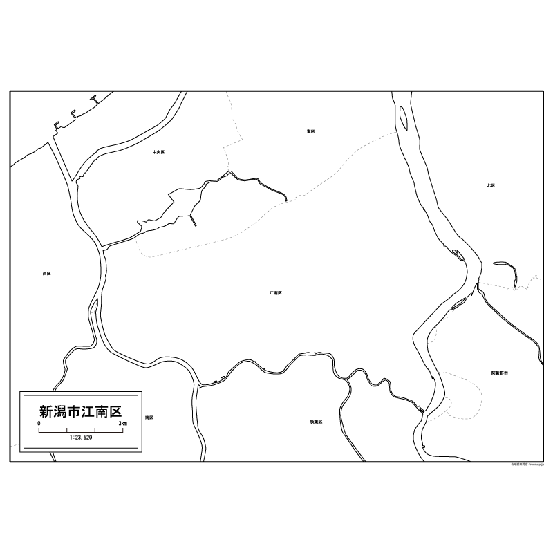新潟市江南区の白地図のサムネイル