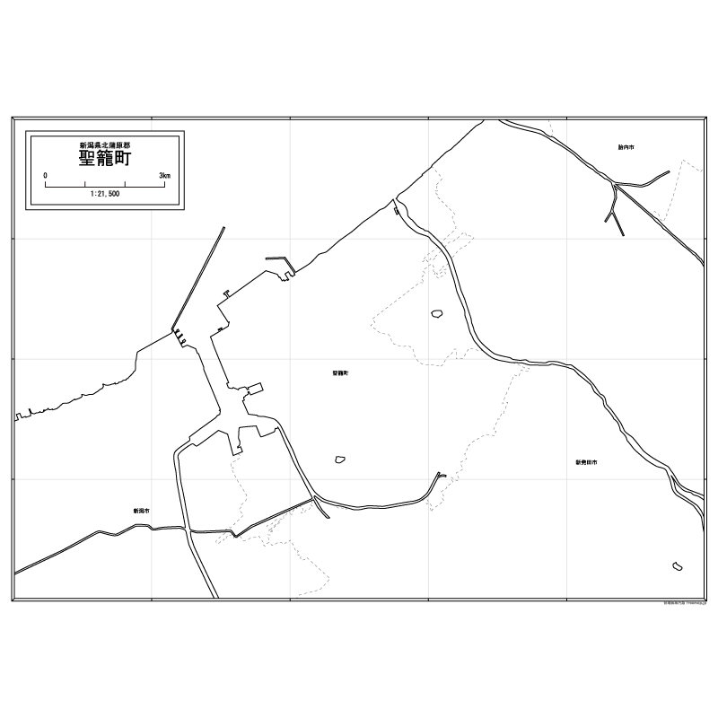 聖籠町の白地図のサムネイル