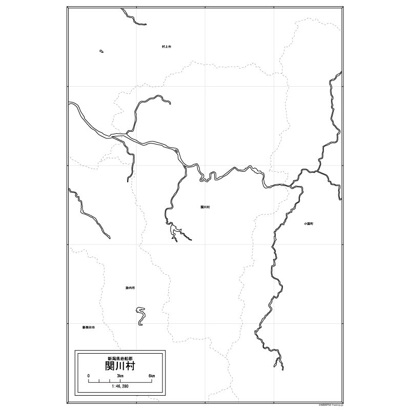 関川村の白地図のサムネイル