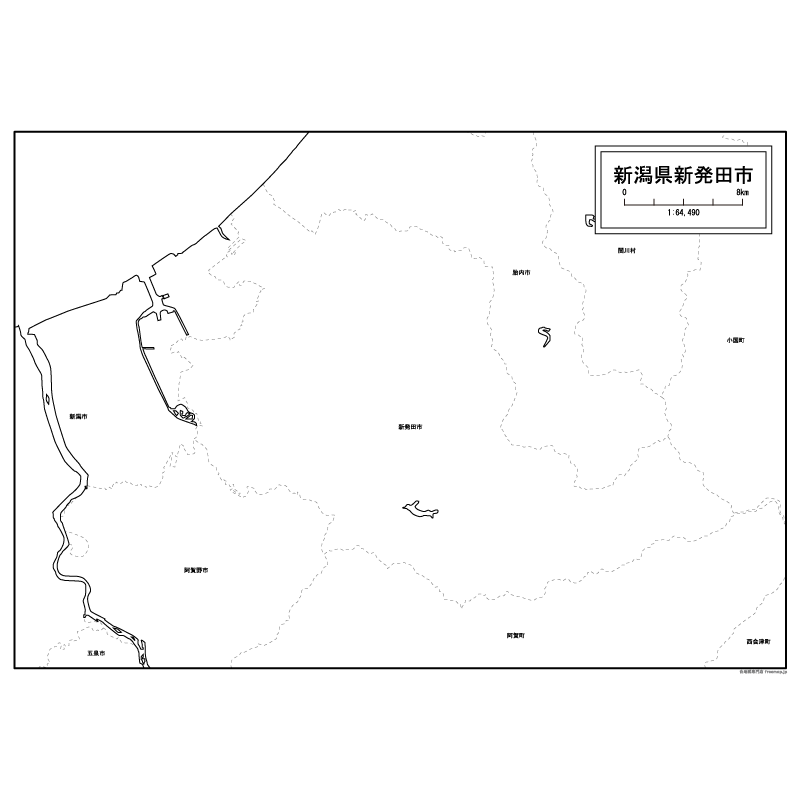 新発田市の白地図のサムネイル