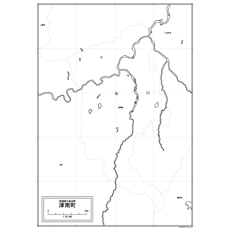 津南町の白地図のサムネイル