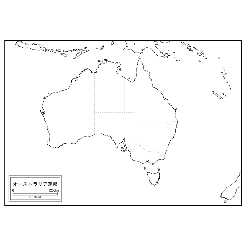 オーストラリア連邦の白地図のサムネイル