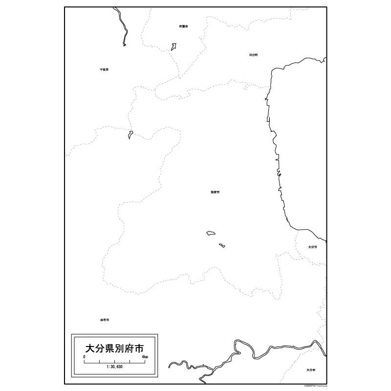別府市の白地図のサムネイル