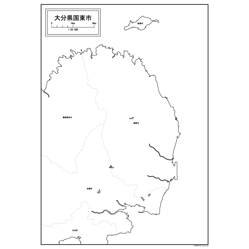 国東市の白地図のサムネイル