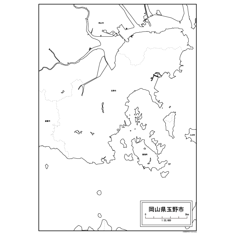 玉野市の白地図のサムネイル