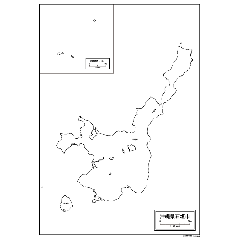 石垣市の白地図のサムネイル
