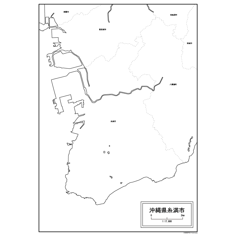 糸満市の白地図のサムネイル