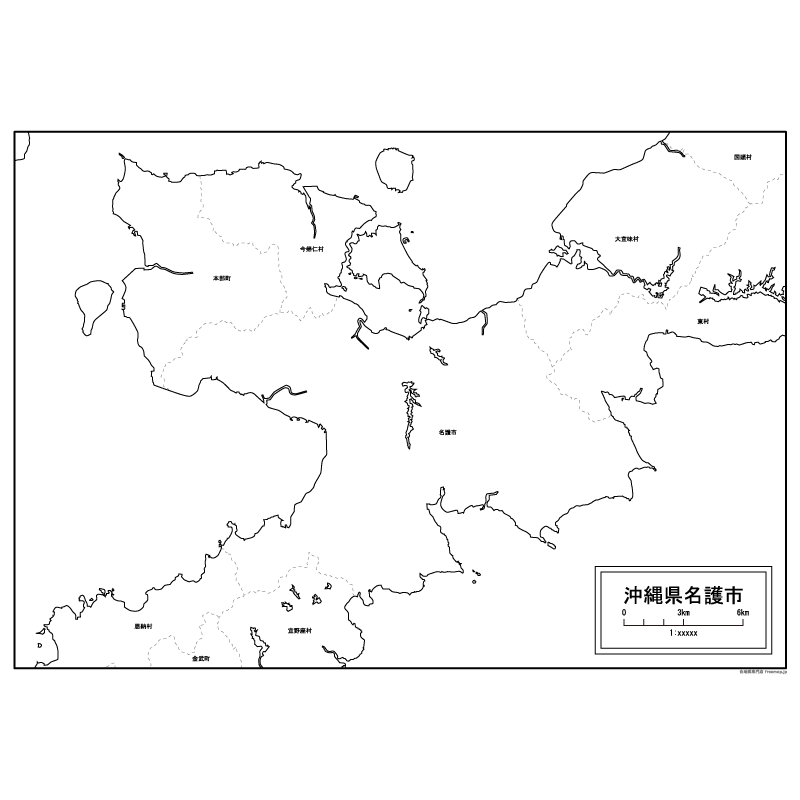 名護市の白地図のサムネイル