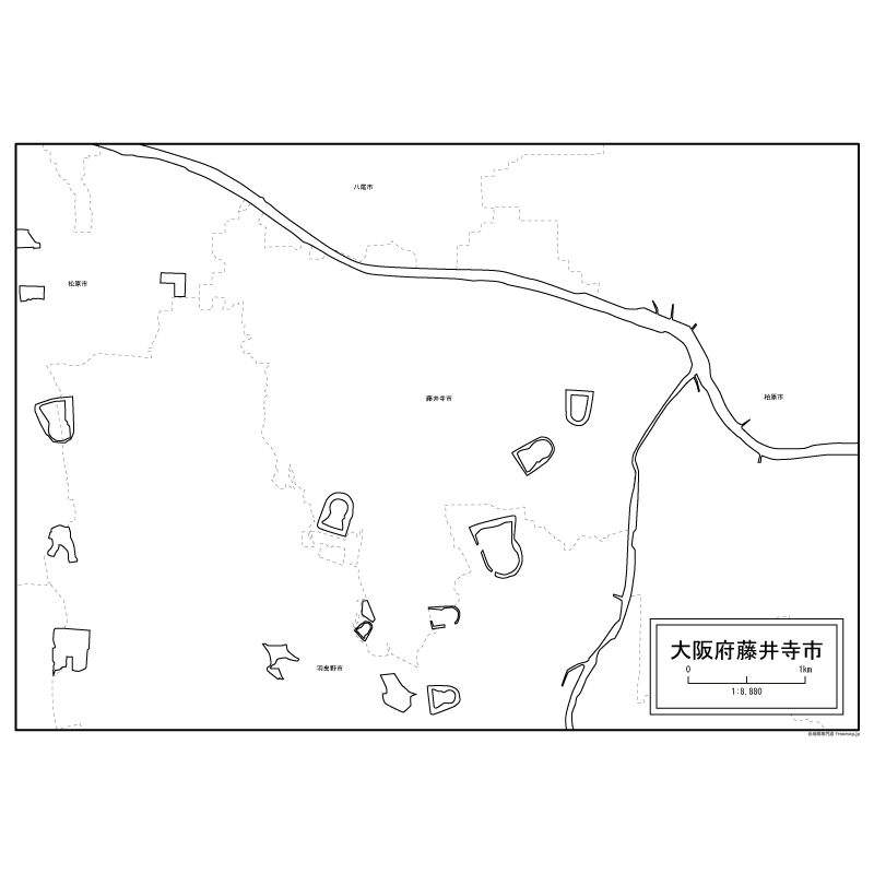 藤井寺市の白地図