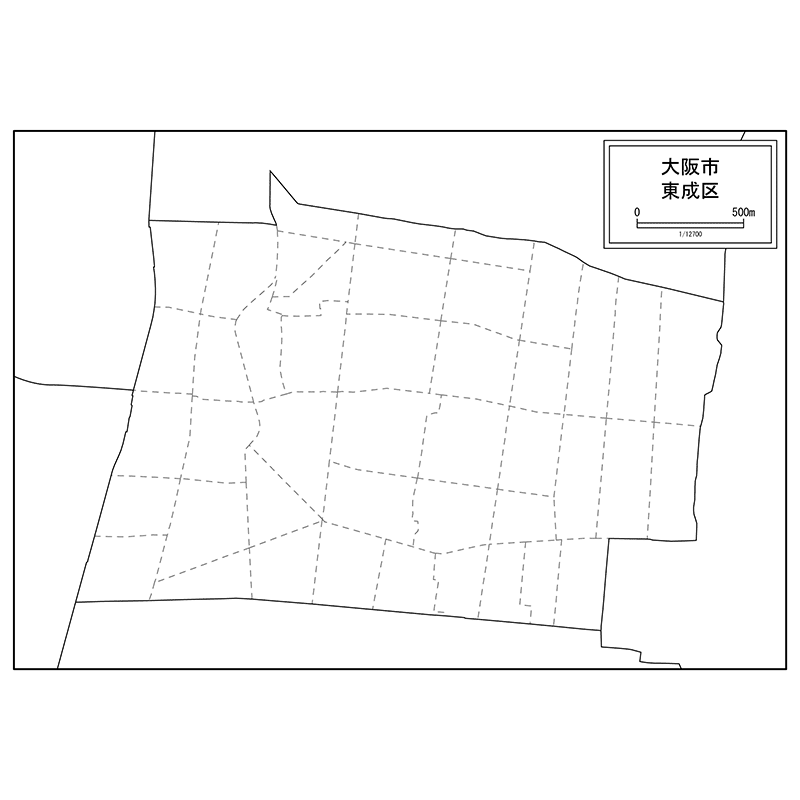 大阪市東成区の白地図のサムネイル