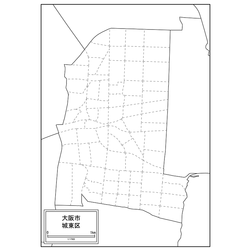 大阪市城東区の白地図のサムネイル