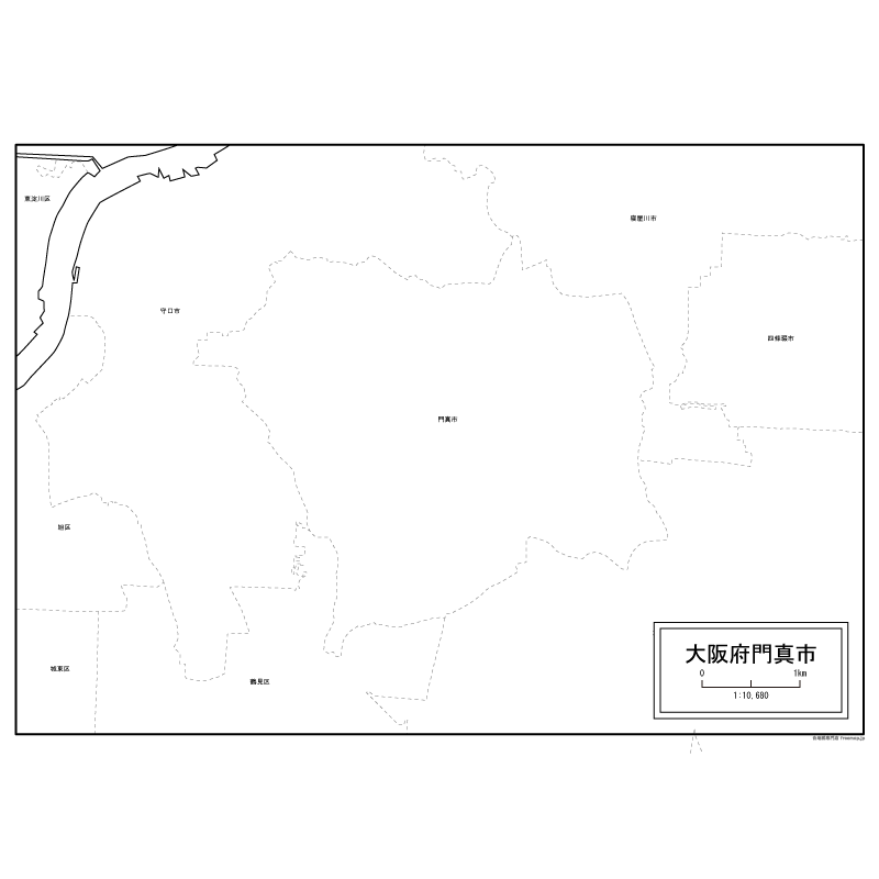 門真市の白地図のサムネイル