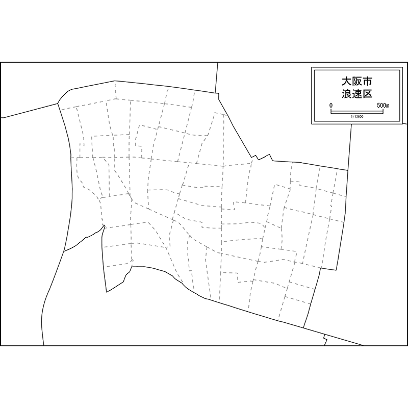 大阪市浪速区の白地図のサムネイル