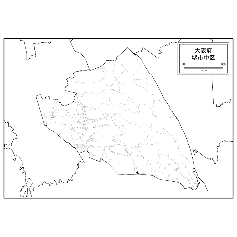 堺市中区の白地図のサムネイル