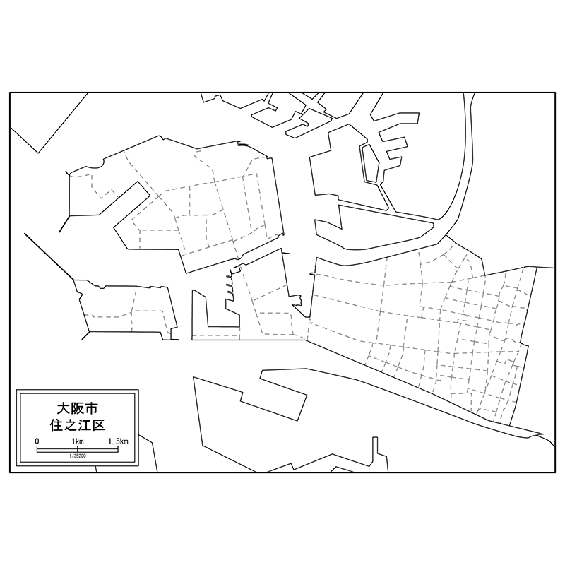 大阪市住之江区の白地図のサムネイル