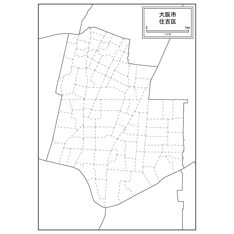 大阪市住吉区の白地図のサムネイル