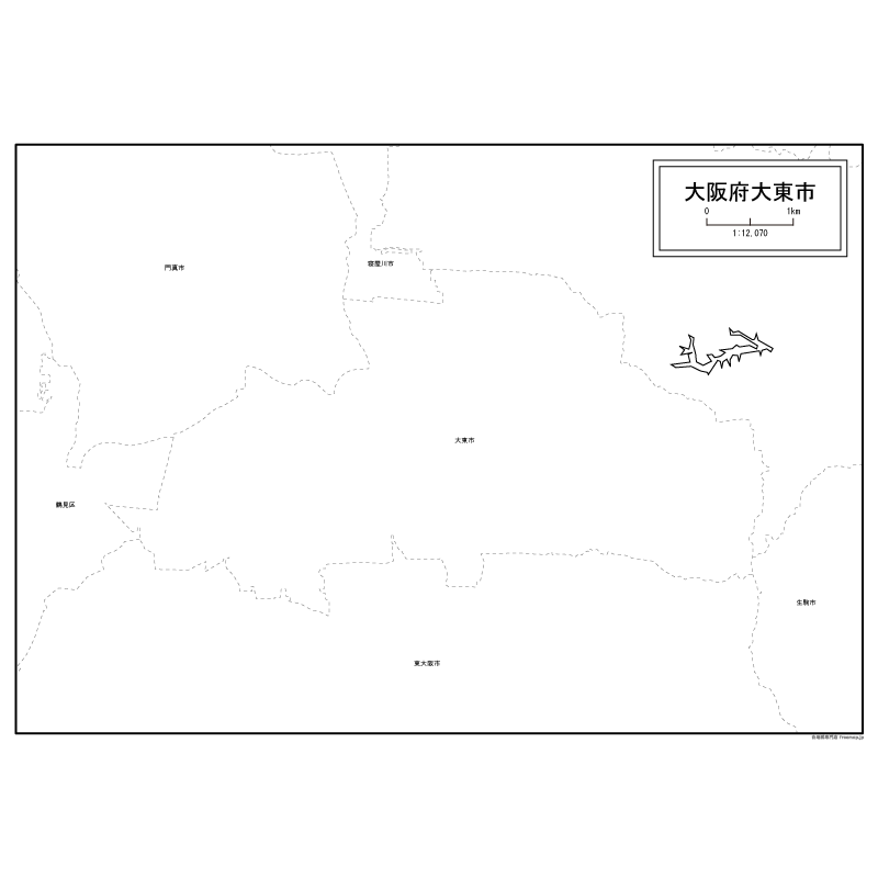 大東市の白地図のサムネイル